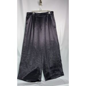 Torrid Pull On 4GRY Charm Wide Leg Pants Size 1X 14 - 16 Black Satin Finish